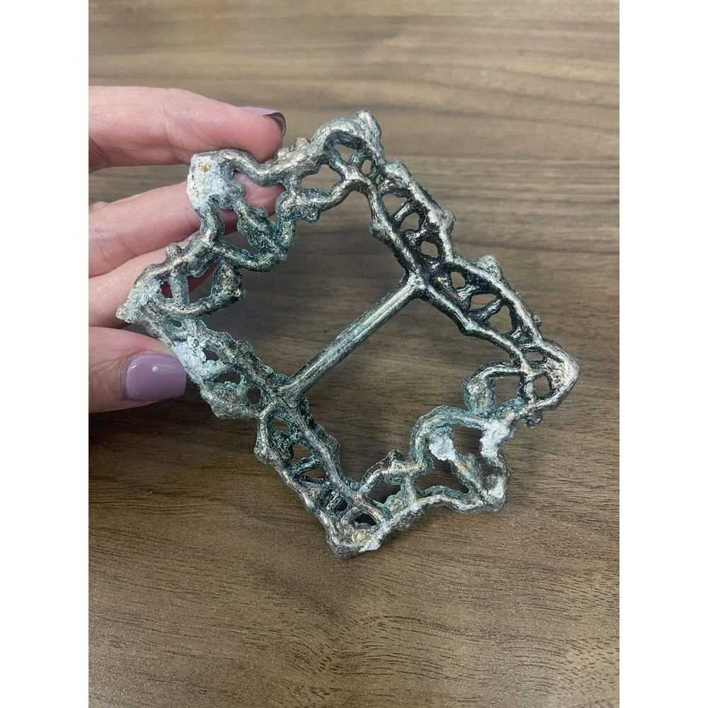 Antique Silver tone Patina Metal Belt Buckle Sash Large Victorian Style